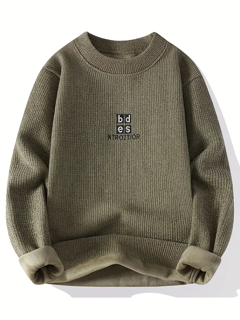 Fourlayer™ Minimal Embroidered Knit Sweater – Olive Green