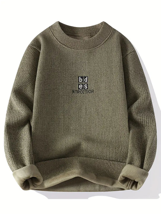 Fourlayer™ Minimal Embroidered Knit Sweater – Olive Green