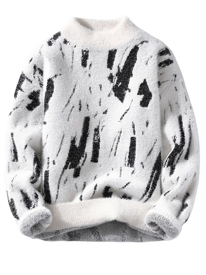Fourlayer™ Abstract Black & White Knitted Sweater