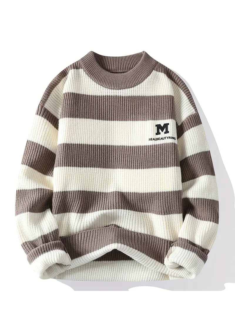Fourlayer™ Striped Knitted Sweater – Sky Blue & Cream