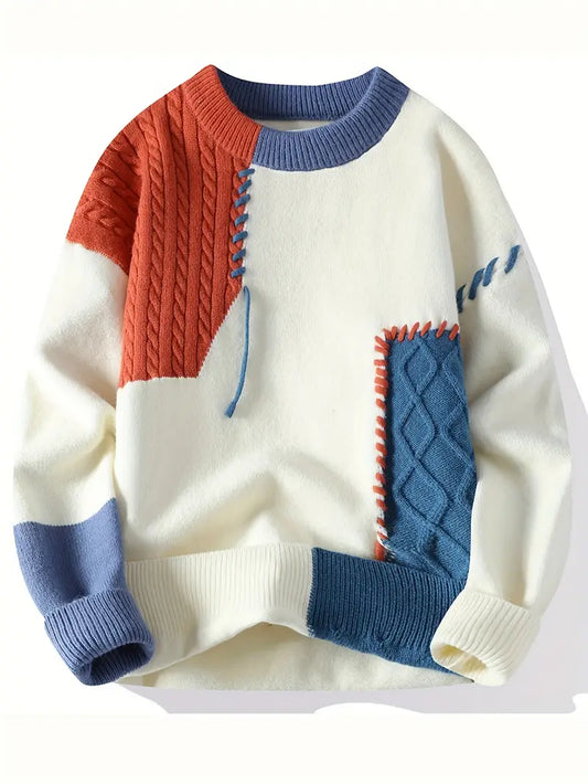 Fourlayer™ Patchwork Knitted Sweater – Vintage Colorblock Unisex