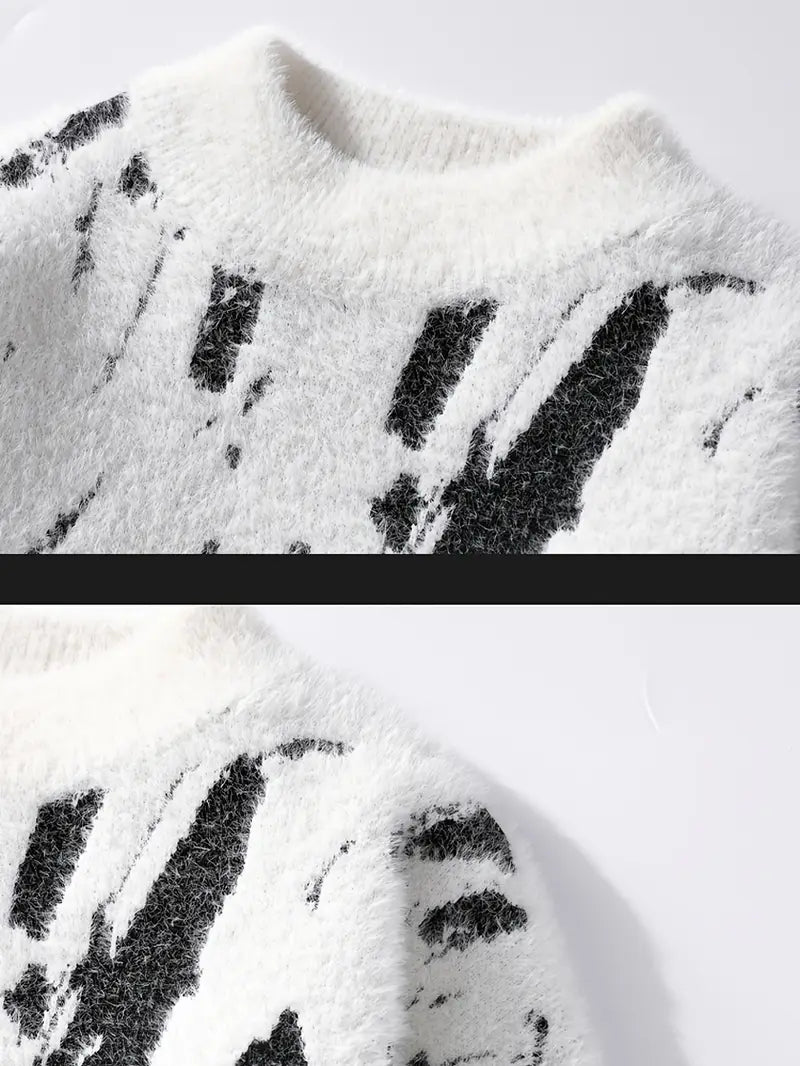 Fourlayer™ Abstract Black & White Knitted Sweater