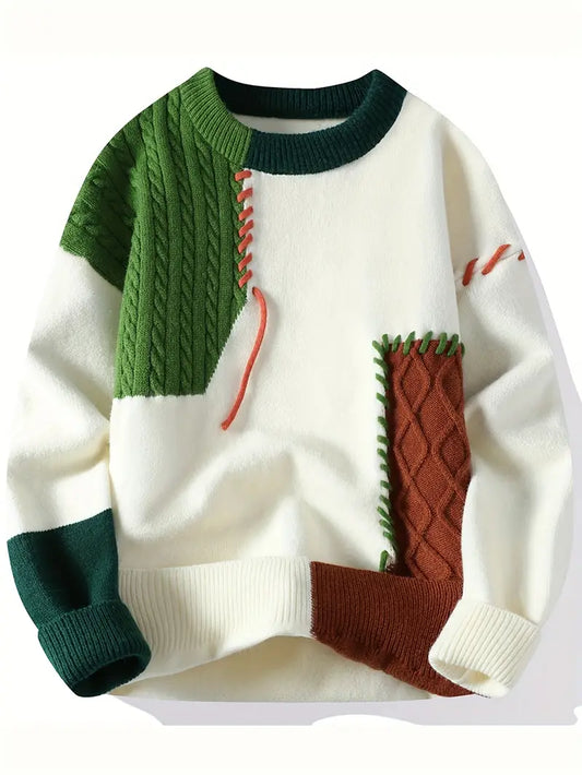 Fourlayer™ Patchwork Knitted Sweater – Vintage Colorblock Unisex