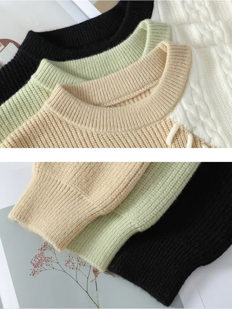 Fourlayer™ Two-Tone Patchwork Knitted Sweater – Beige & Ivory