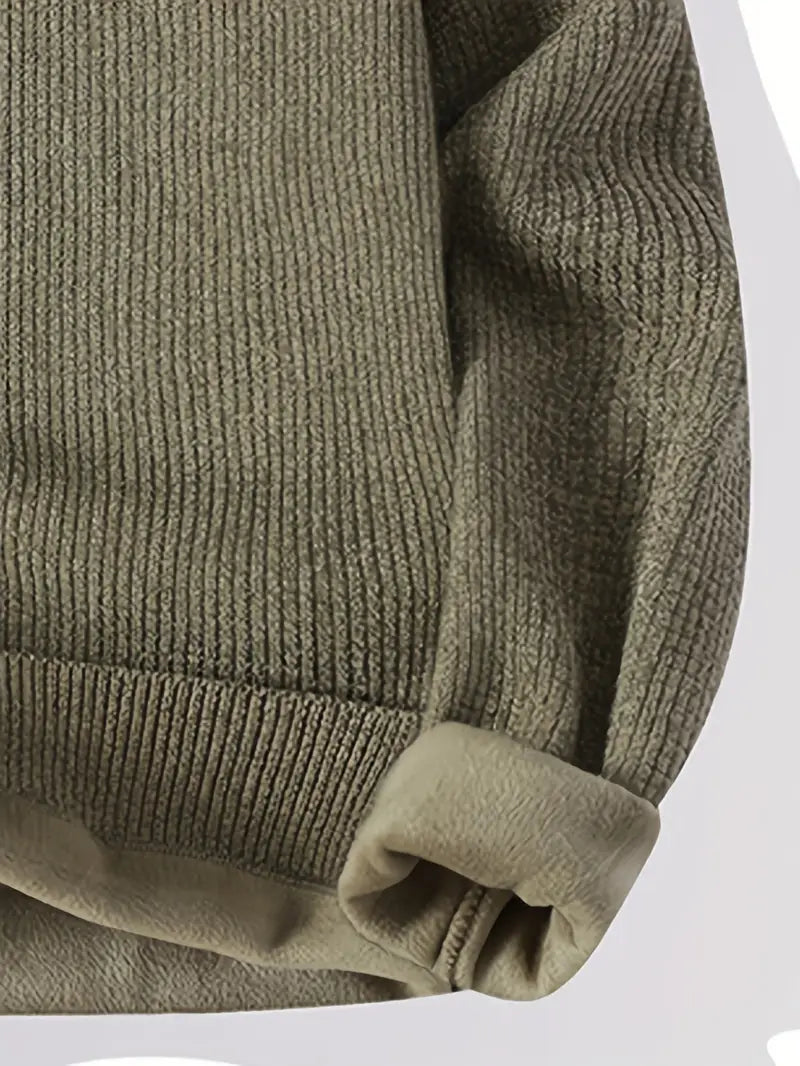 Fourlayer™ Minimal Embroidered Knit Sweater – Olive Green
