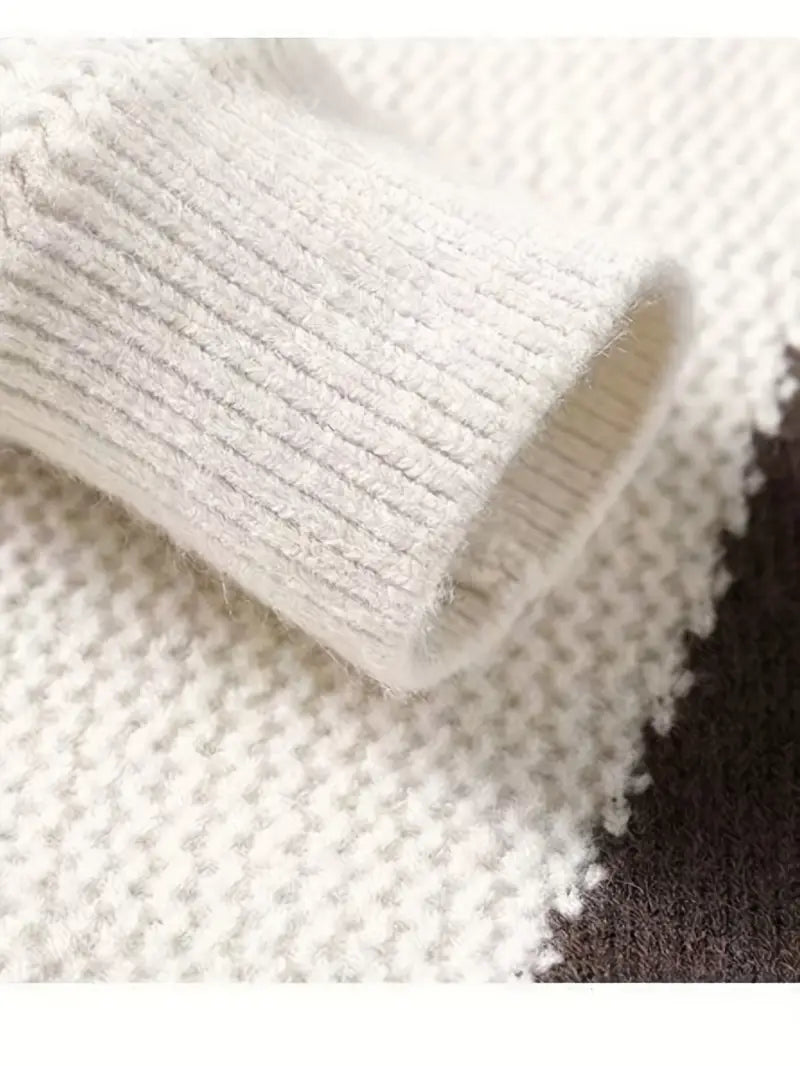 Fourlayer™ Color Block Knitted Sweater – Pink & Gray