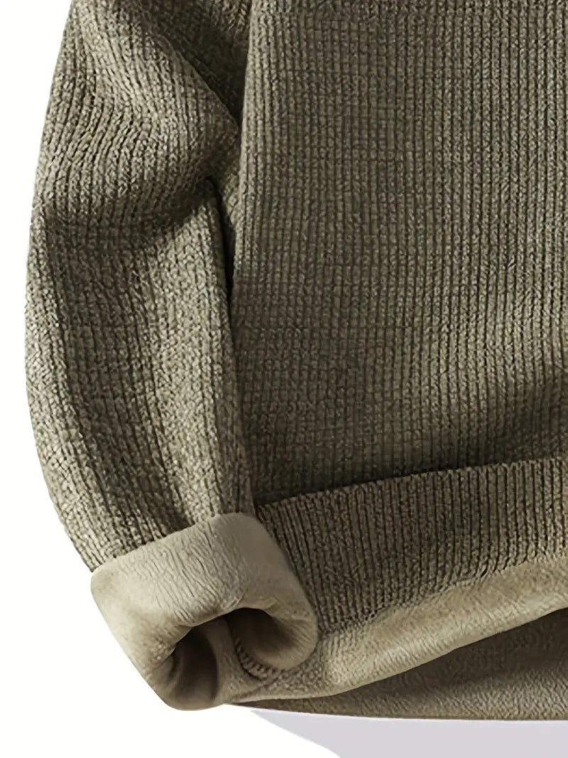 Fourlayer™ Minimal Embroidered Knit Sweater – Olive Green